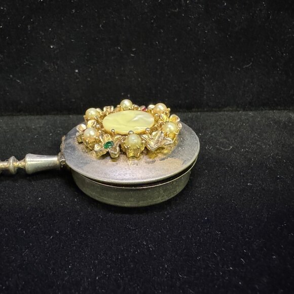 Vtg Pocket Size Portable Butler Ashtray Pill Box MultiColor Rhinestones jw1480 - Picture 12 of 15